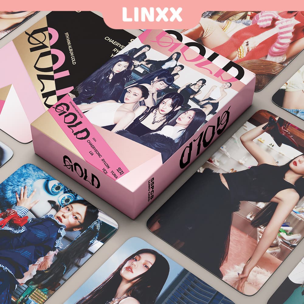 LINXX 55 Pcs ITZY GOLD 9o MINI Álbum Lomo Card Kpop Photocards Série De Cartões Postais
