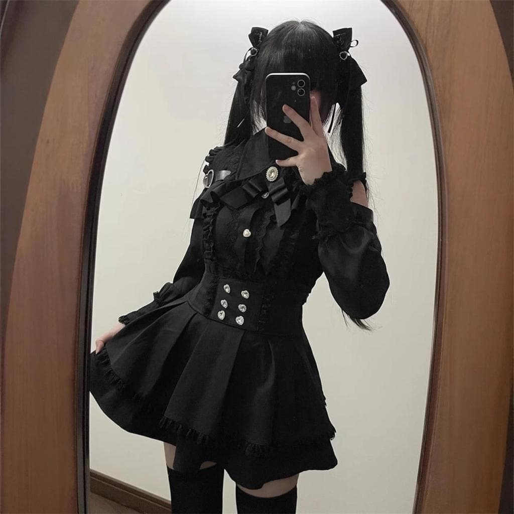 Roupas de Halloween meninas trajes diários estilo de produção de massa escura meninas camisa de três cores fora do ombro
