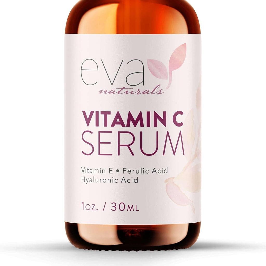 Sérum Facial de Vitamina C Eva Naturals - 20% de Vitamina C com Ácido Hialurônico, Ácido Ferúlico e Vitamina E - Sérum F