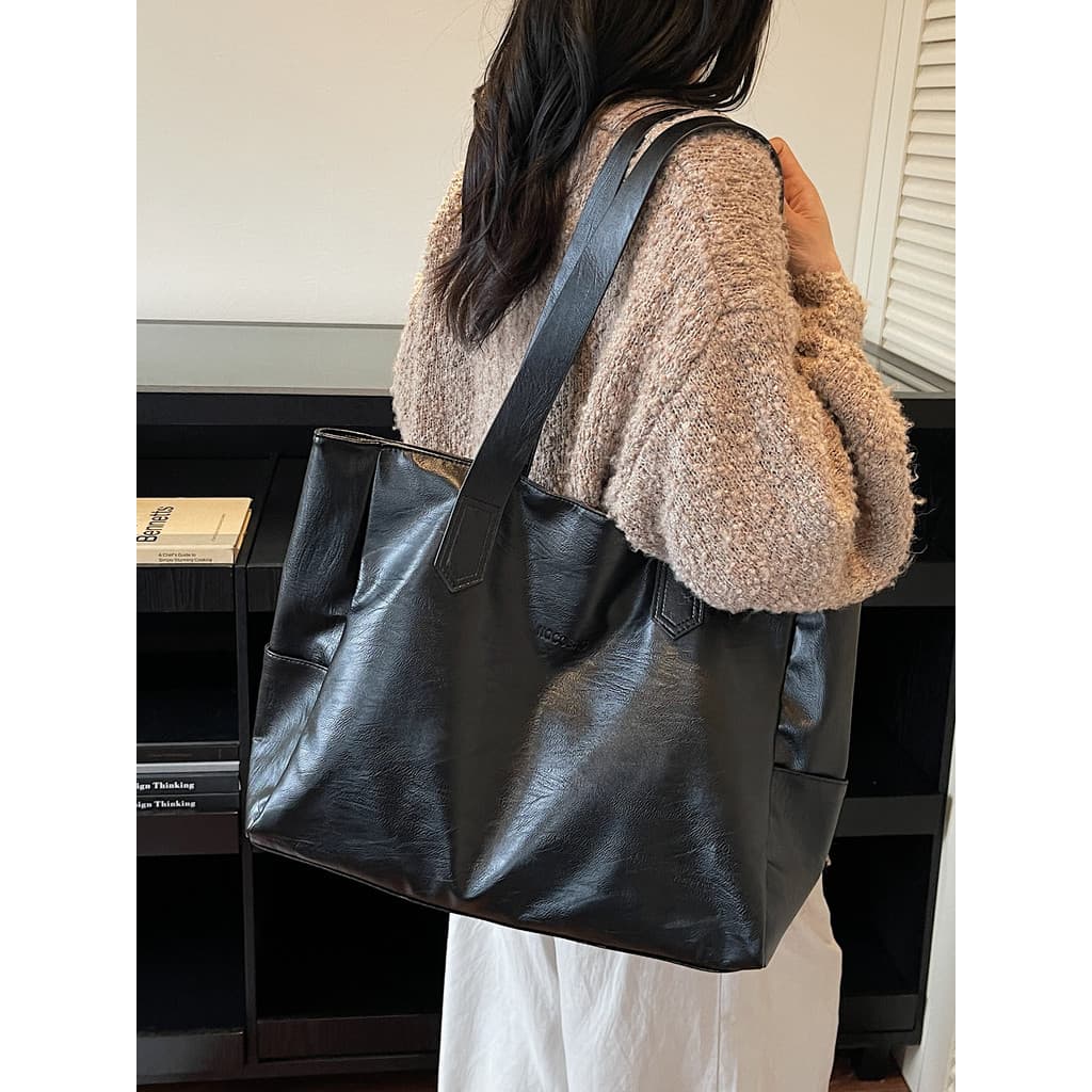 Textura bolsa de grande capacidade feminina 2025 novo estilo Casual All-Match bolsa Commuter sacola de compras bolsa de