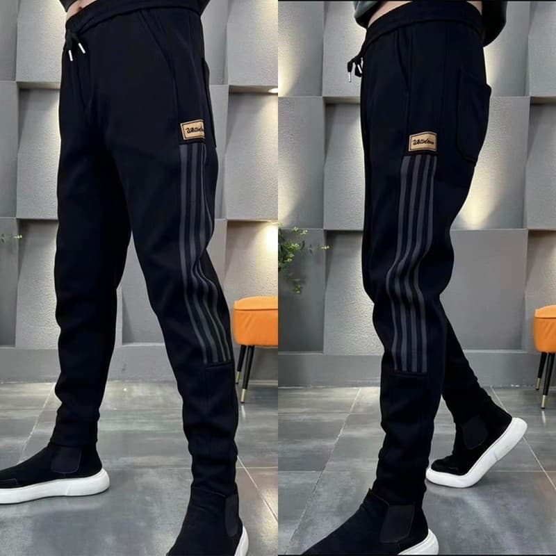 Fleece-Fleece All-Match Casual Sweatpants meninos outono inverno novo estilo tornozelo comprimento calças magro-ajuste c