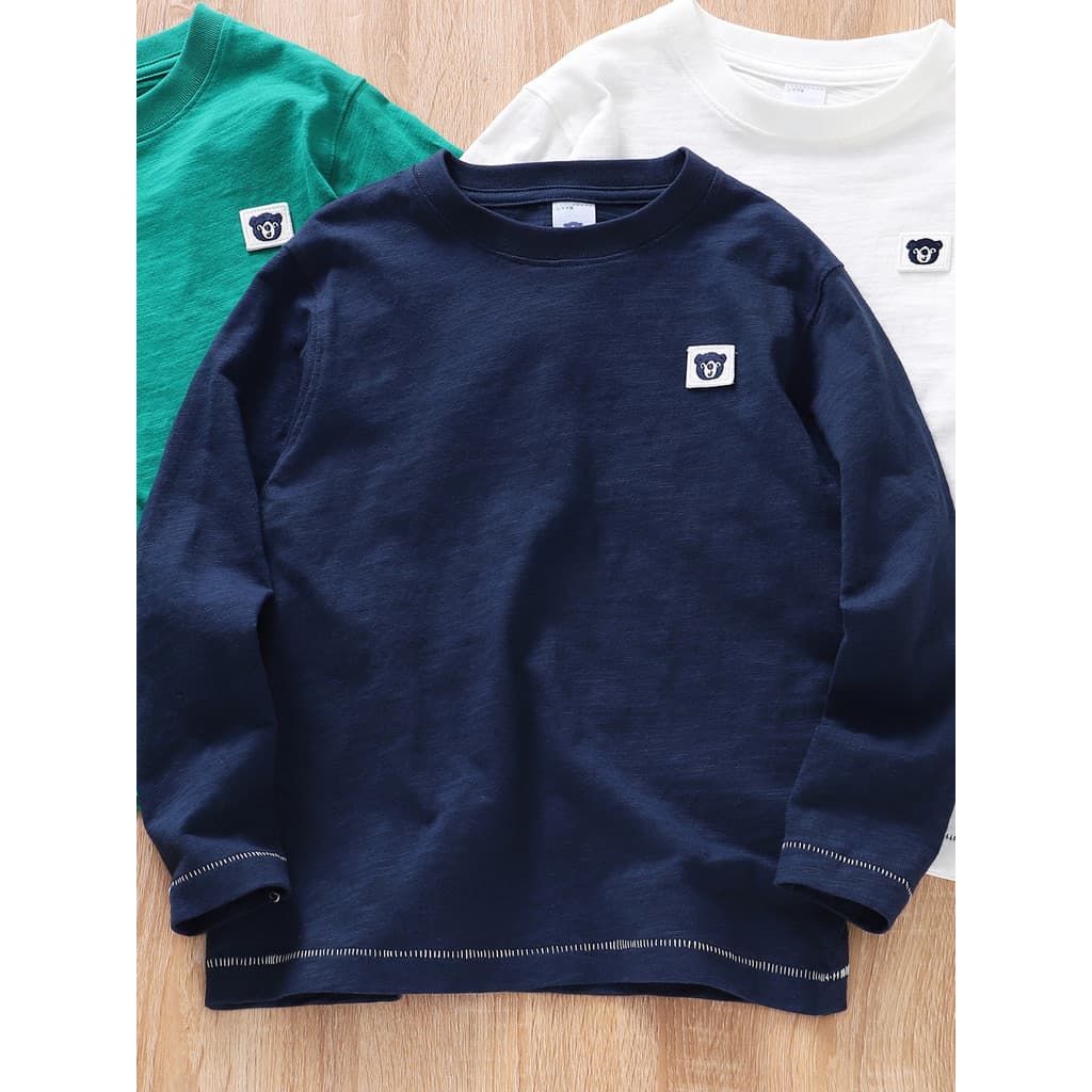 [Classe A Pure Cotton Tianzhu Cotton Texture] Slub Cotton Bottoming Shirt Camiseta infantil de manga comprida Comércio e