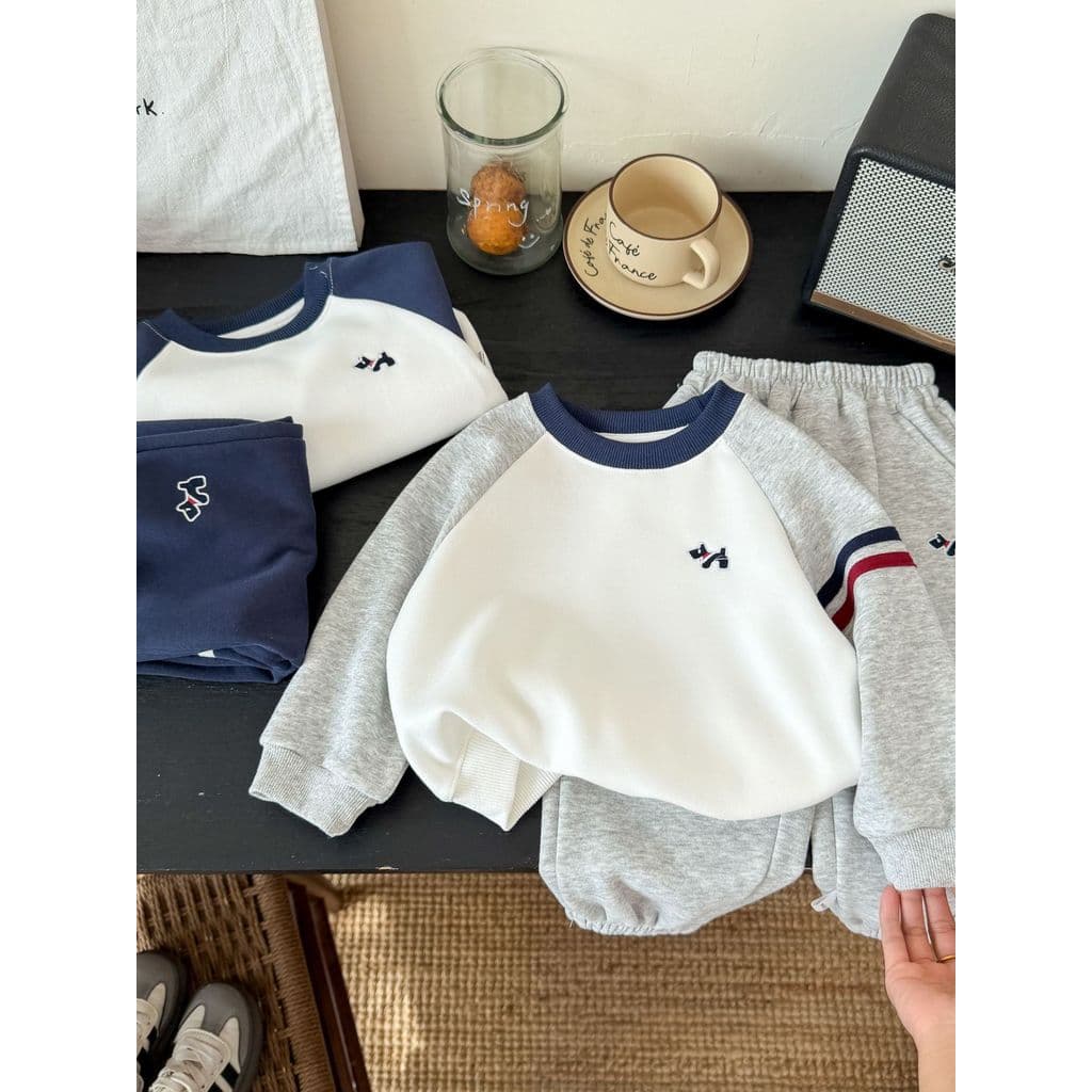 Crianças bordado moletom conjunto 26 primavera novo estilo das mulheres dos homens bebê moda moletom conjunto de duas pe