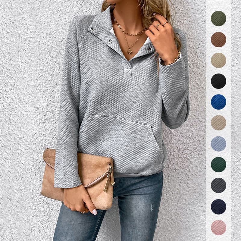 [100% roupas] Venda quente Casual simples All-Match textura de manga comprida cor sólida Cross-Bor