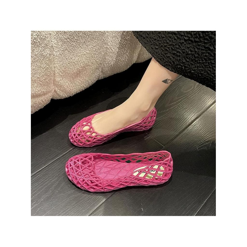 Botas de chuva respiráveis femininas novo estilo boca rasa plana à prova dwaterproof água oco geléia sapatos ninho pássa