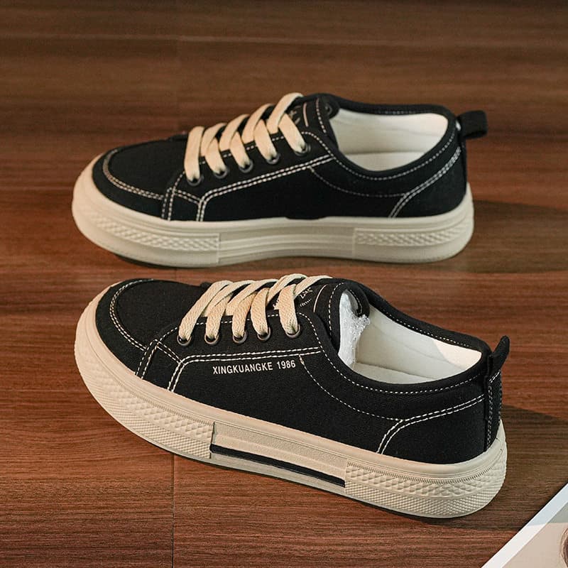 Sapatos de lona sapatos femininos All-Match tênis femininos 2025 primavera verão novo estilo Casual versão coreana preto