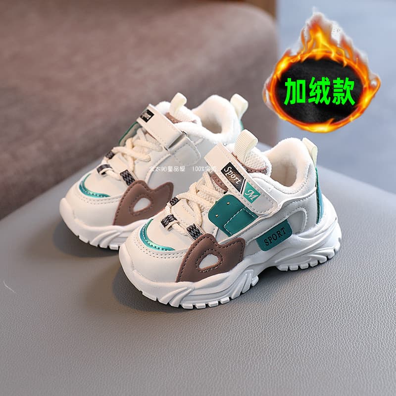 Outono inverno novo estilo meninos sapatos esportivos dois algodão tênis de corrida do bebê menina Anti-deslizamento sup