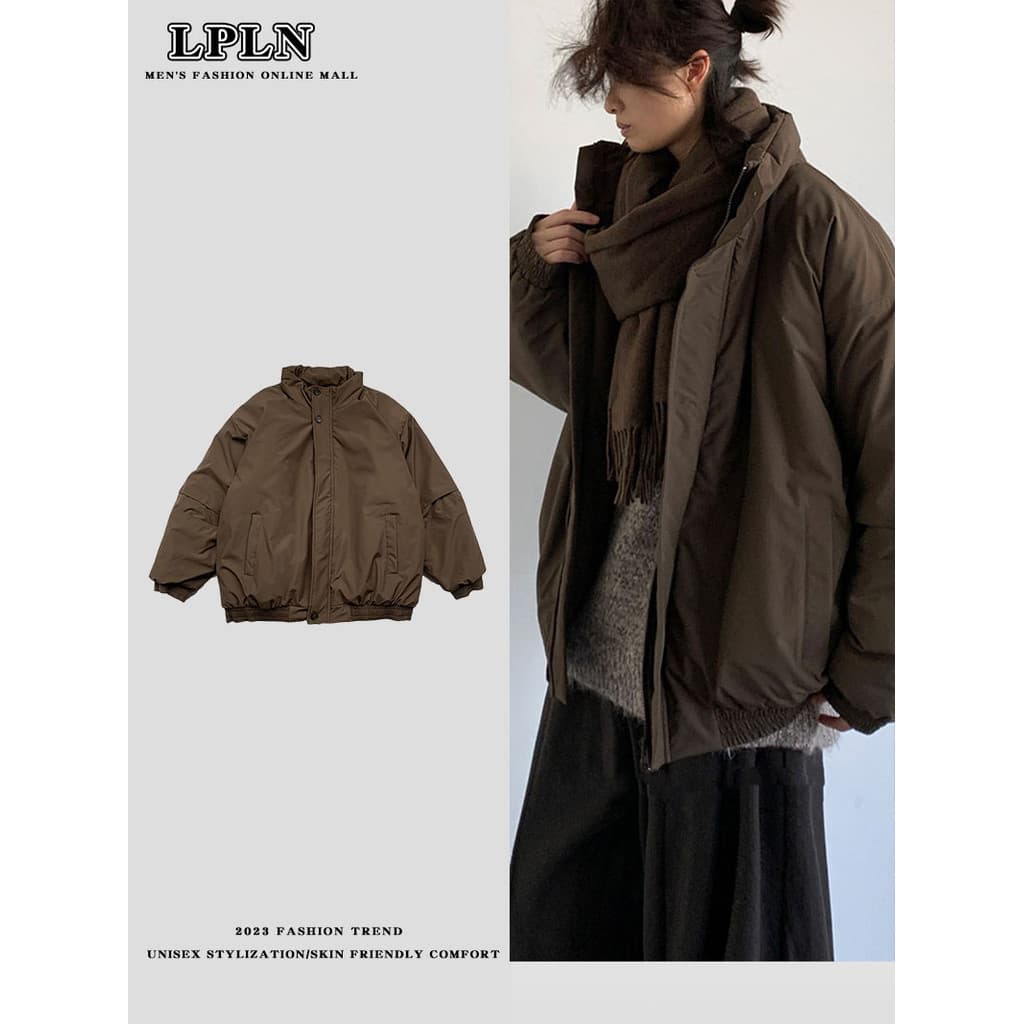 LPLN outono inverno japonês Retro ferramentas gola alta jaqueta acolchoada de algodão das mulheres dos homens solto Mela