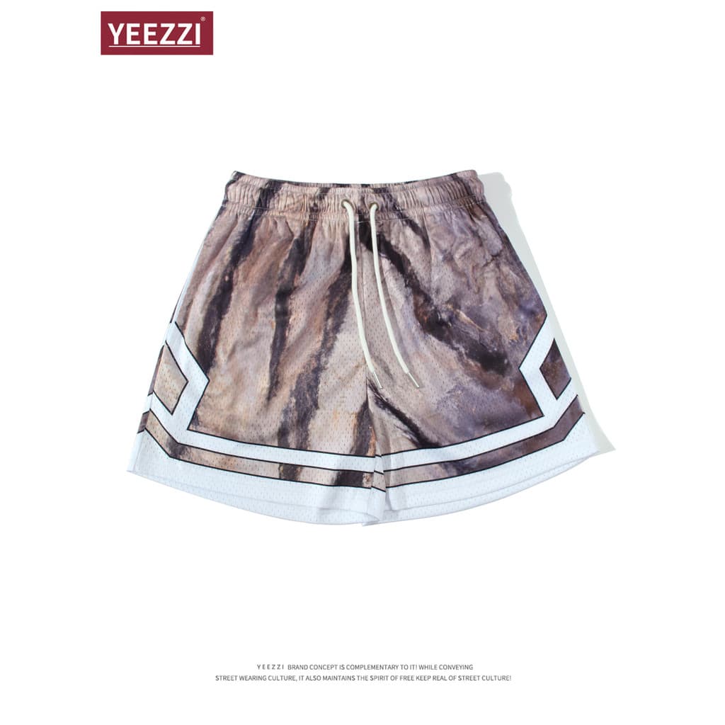 Rock padrão Mocha novo estilo Animal leopardo impressão Shorts calças esportivas masculinas basquete americano malha qua