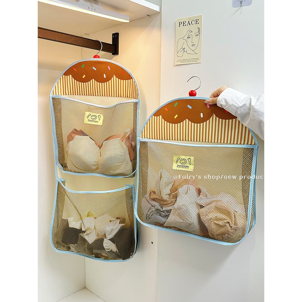 Meias de armazenamento pendurado saco roupa interior armazenamento Net bolso dormitório guarda-roupa atrás da porta pend