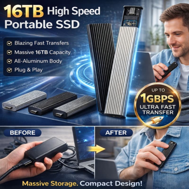 [Design Compacto] [Alta Capacidade] Portable SSD External Solid State Drive Type-C/SSD Portátil/Backup/Disco Externo