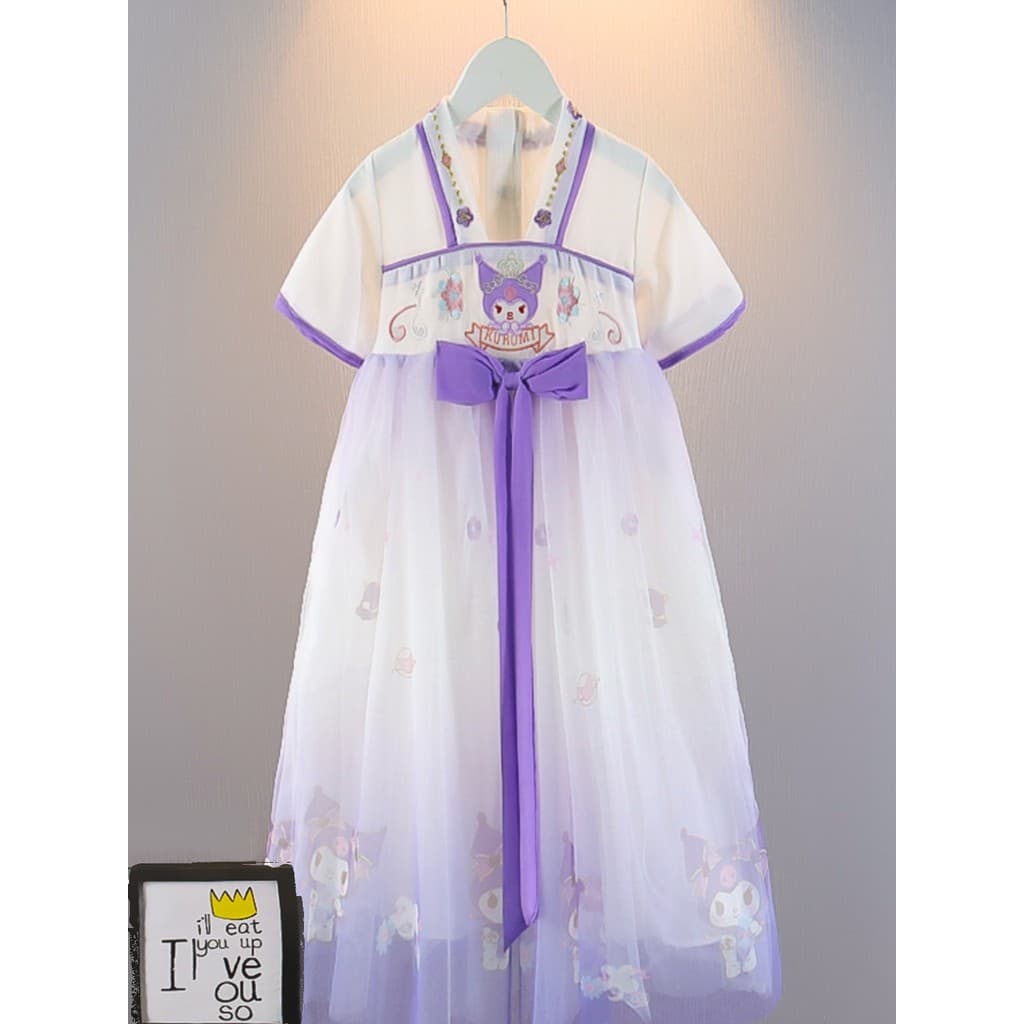 Meninas verão Hanfu 2026 novo estilo Chiffon Kuromi vestido antigo traje fada vestido de princesa saia Retro
