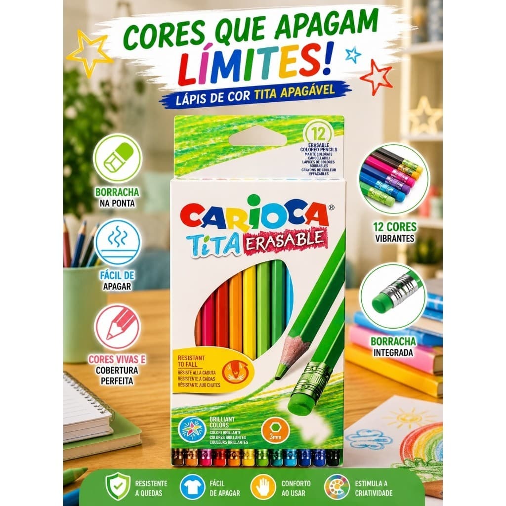 Kit 24 Lapis Cor Profissionais Coloridos Madeira Borracha Embutida Escolar Arte Oferta