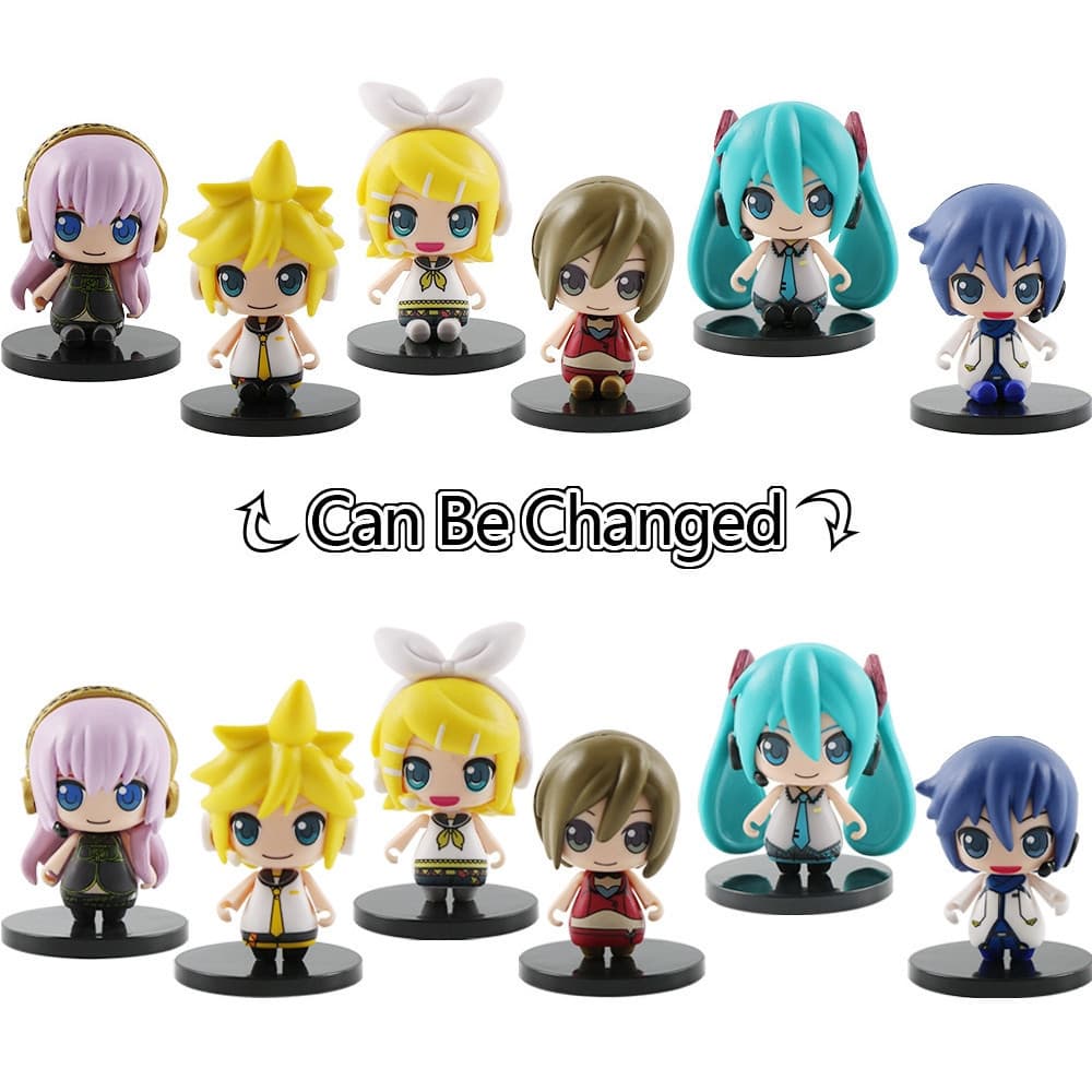 Conjunto de 6 peças 5-7 cm Virtual Idol Vocaloid Hatsune Miku versão Q, figura de PVC móvel, brinquedo infantil G OJQ3