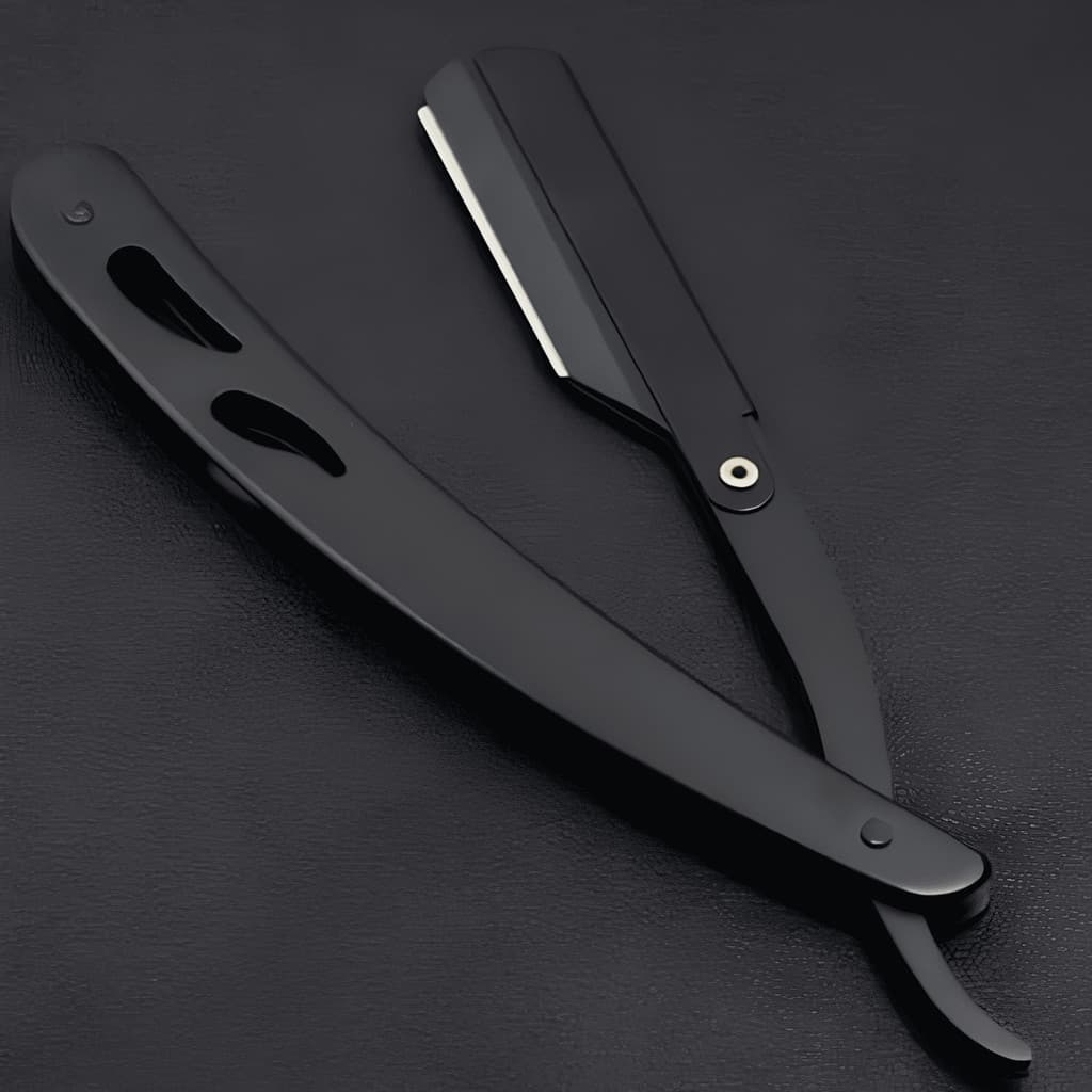 Navalha Navalhete Profissional Aço Inox Preto Com 2 Travas Barbeiro Barba Cabelo Barbearia