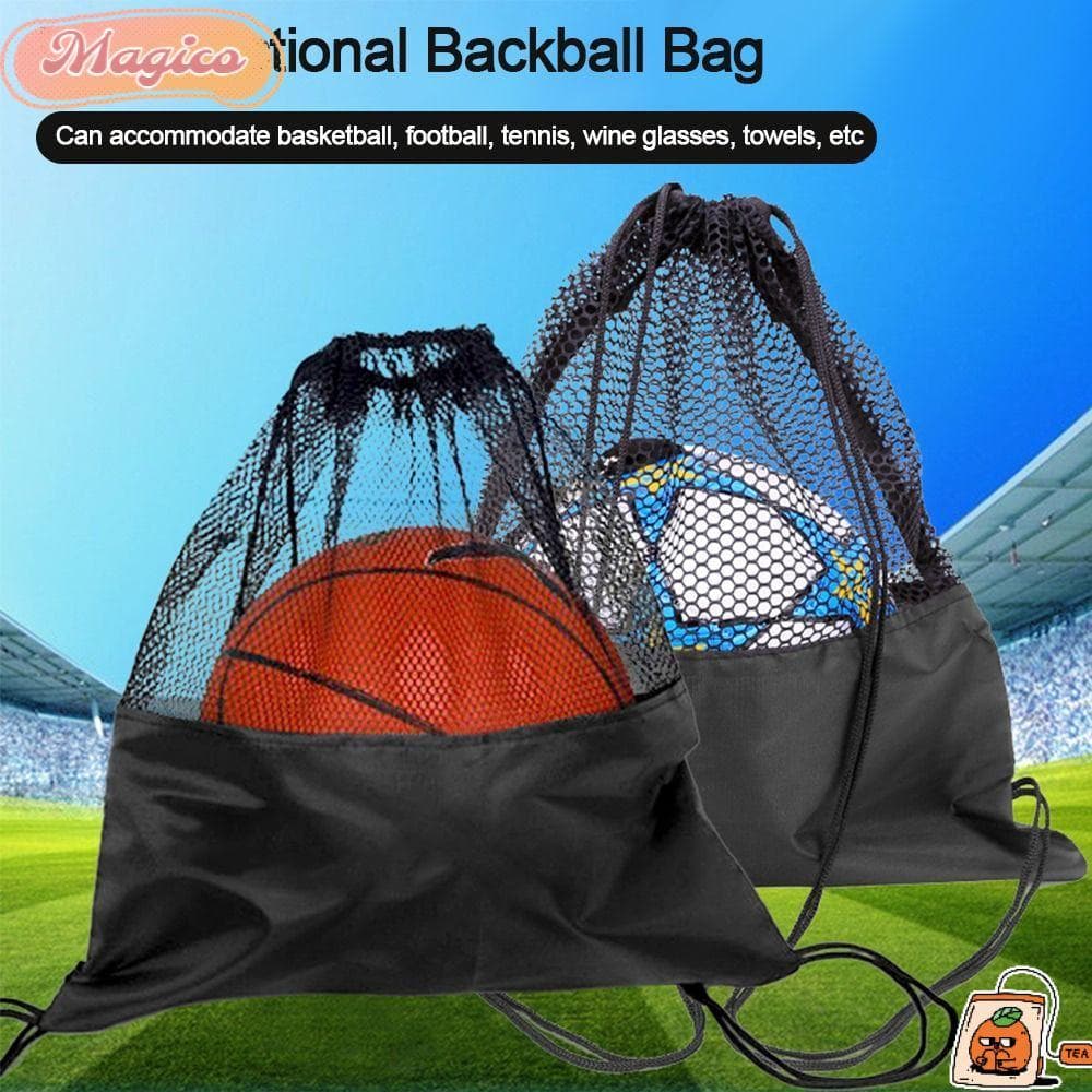 Mochila De Armazenamento De Bola MAGICO , Bolsa Portátil De Malha Com Capa De Basquete , Preta
