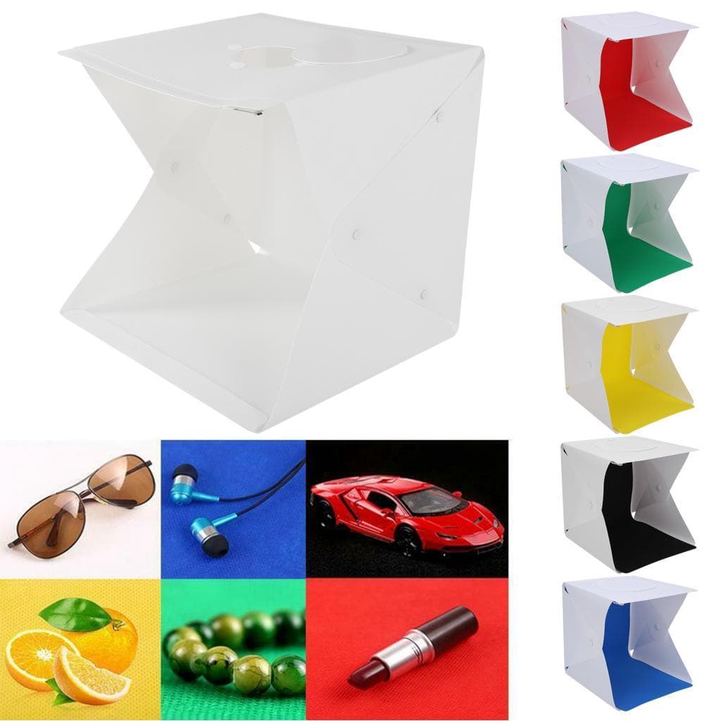 lilystudio.br Caixa de luz LED dobrável de 40 cm com brilho ajustável para fotografia Softbox com fundo de 6 cores