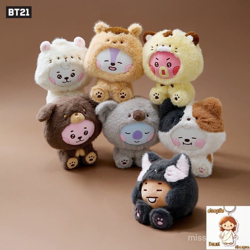 BT21 bts bts BABY Zoo Boneca de pelúcia Boneca sentada Boneca Cross-Dressing