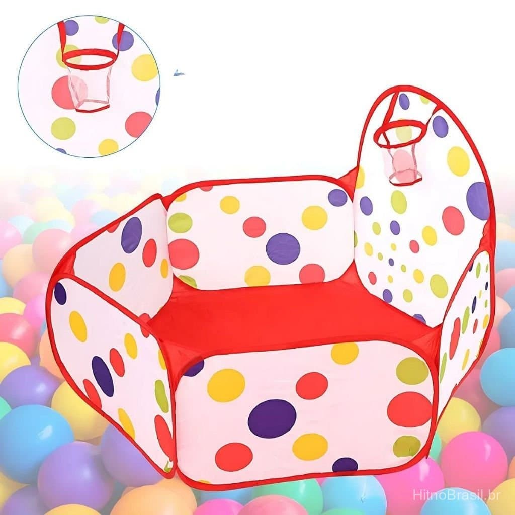 Piscina de Bolinha Cesta de Basquete Retratil Grande 120cm Brinquedos de Bebes Cercadinho Piscina