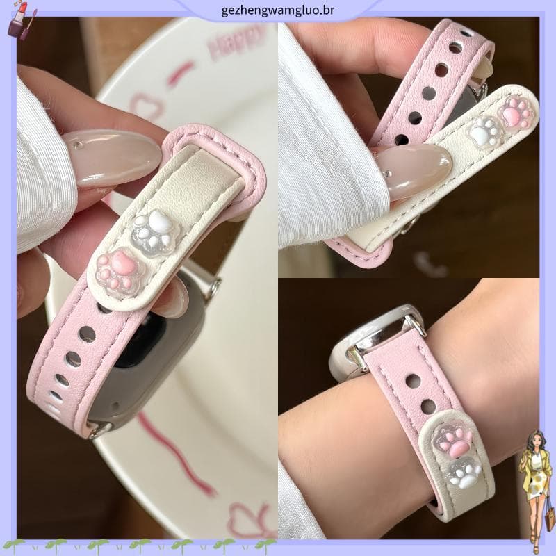 Adequado para Xiaomi Mi Band 10 cinta novo estilo de couro gatinho garra 9/8 geração ins estilo de alto valor meninas pr