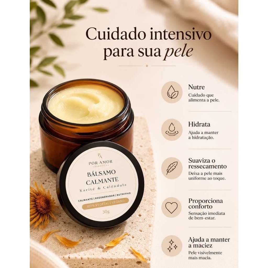 Bálsamo Corporal Vegano Karité Calêndula Hidratação Intensiva Pele Seca Sensível 30g