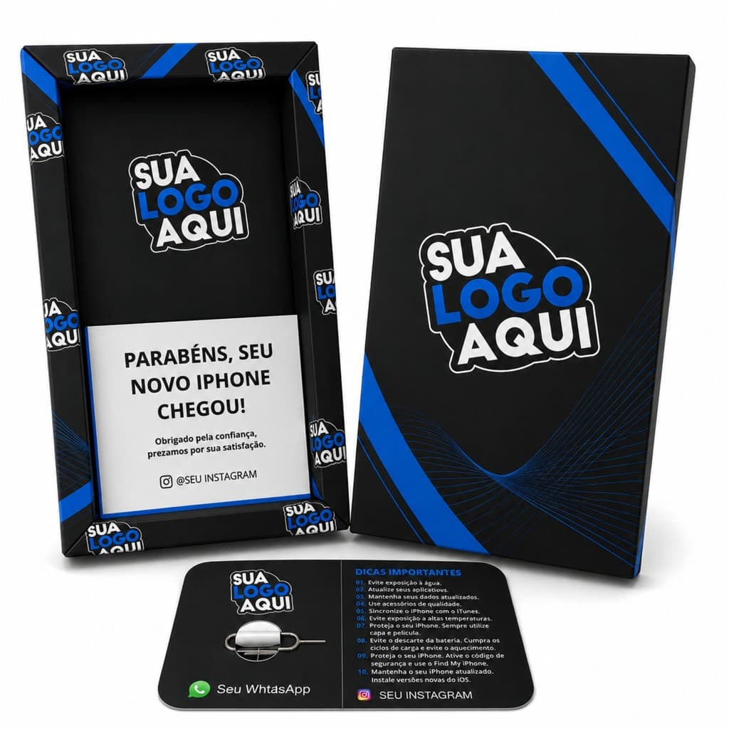 Caixas Personalizadas Para Iphones - Telefone Celular / 50 Caixas + 50 Chaves de chip