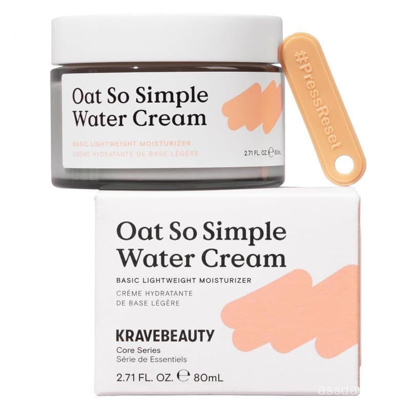 KraveBeauty Oat So Simple Water Cream Moisturizer, Creme Facial Hidratante Calmante e Leve para Pele Sensível com Extrat