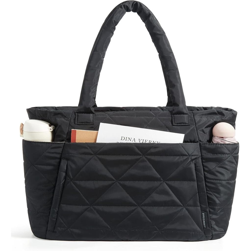 Bolsa de Mão Feminina BAGSMART, Bolsa Acolchoada com Zíper, Grande Bolsa de Ombro com Compartimentos, Adequada para Viag