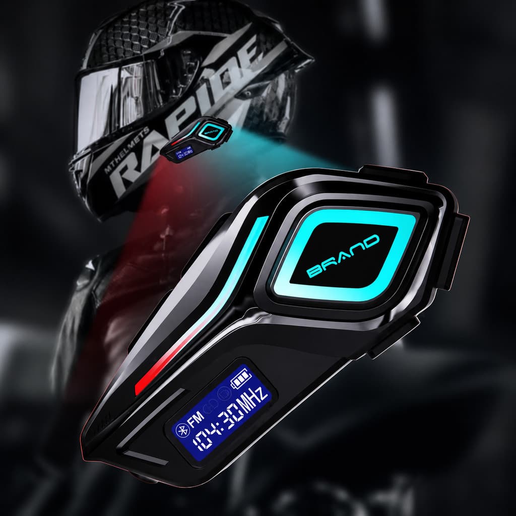 Fone Bluetooth para Capacete de Moto V5.4 com 40H de Bateria Microfone e Dupla Conexão