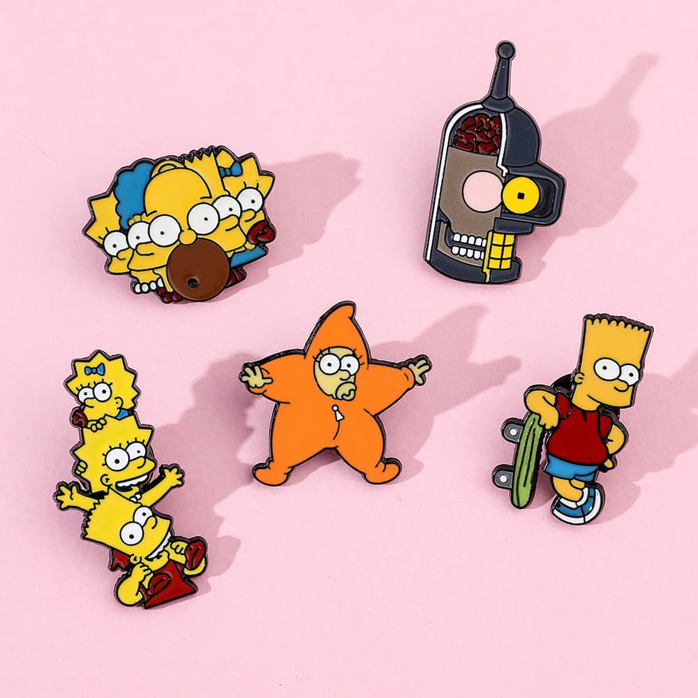 [5pçs] Broches de Liga da Simpson - Decora Roupas e Mochilas