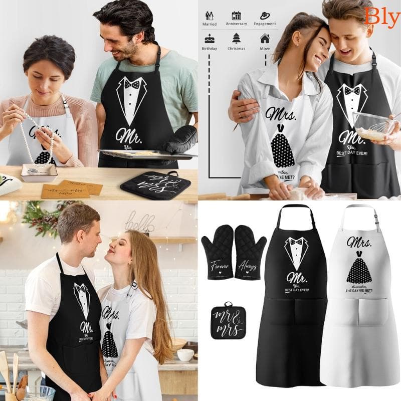Bly Casais Avental Cozinha Aniversário Casamento Alças Ajustáveis Aventais Giftset