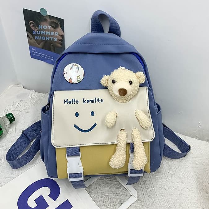 [SJB] Mochila escolar infantil, mochila de boneca fofa, mochila fofa versão coreana, mochila repelente de água para redu
