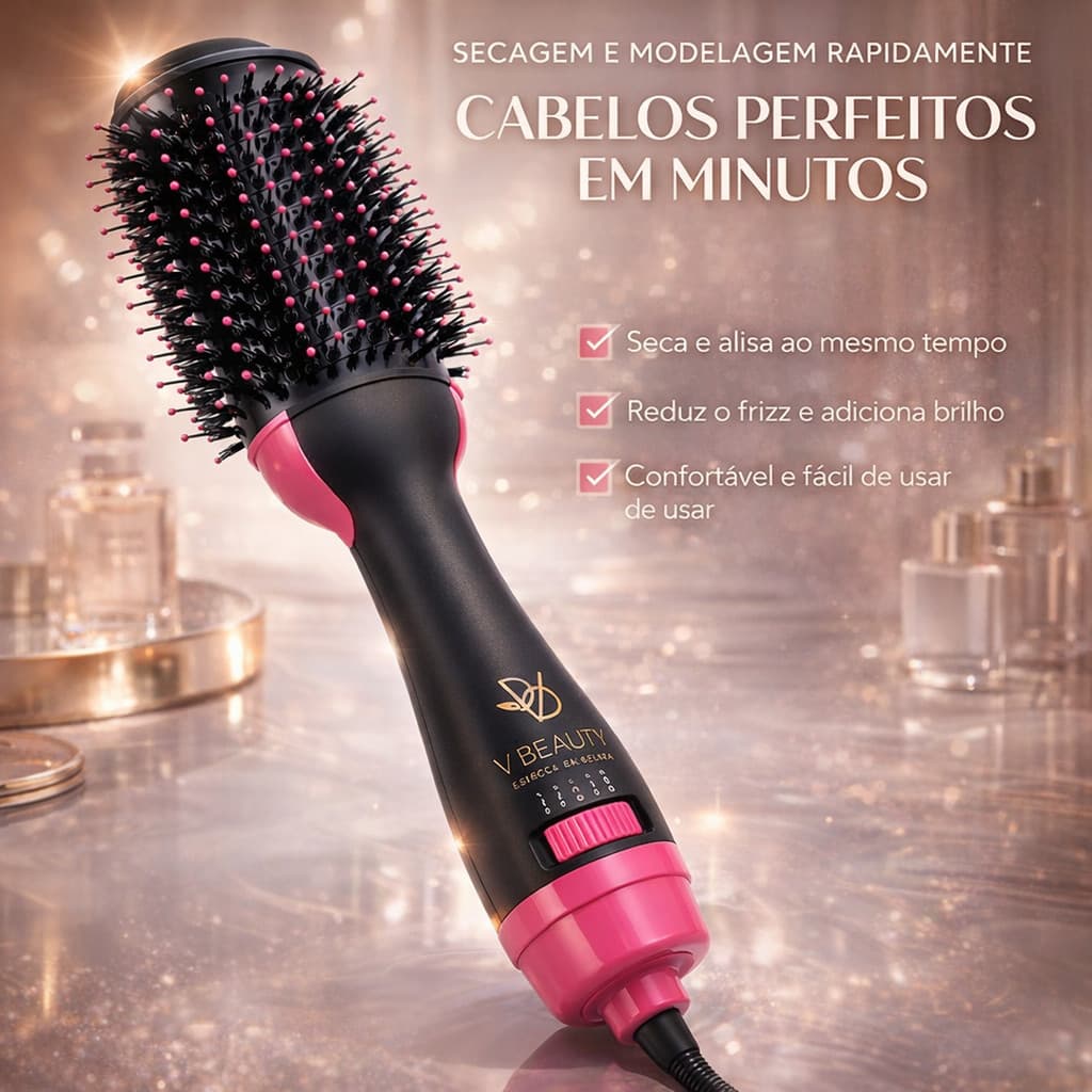 Escova Secadora Profissional V Beauty 1000W – Leve, Potente e Silenciosa AIR 360
