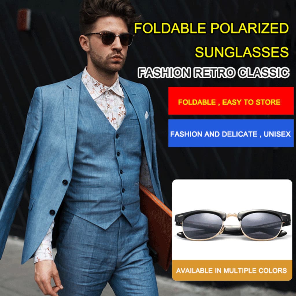 【Perfeito Para Dirigir】Óculos De Sol Clássicos Dobráveis Unissex Retro UV400 Para Viagem/Estilo Casual