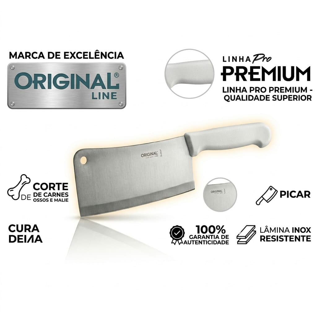 Cutelo Profissional 8” Aço Inox Premium Peixeira 33cm Alta Resistência