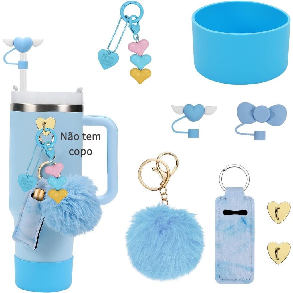 Conjunto de 8 peças (sem copo) Acessórios à prova de vazamento para garrafa de Silicone de 40 onças, acessórios para cop