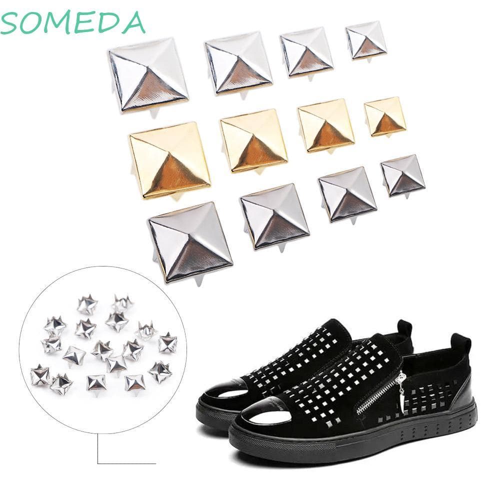 SOMEDA Rebites Quadrados Prata Ouro Spikes Spots Nailhead 4 Garras 6/8/10/12mm Metal 100 Unidades/Pacote Decoração De Co