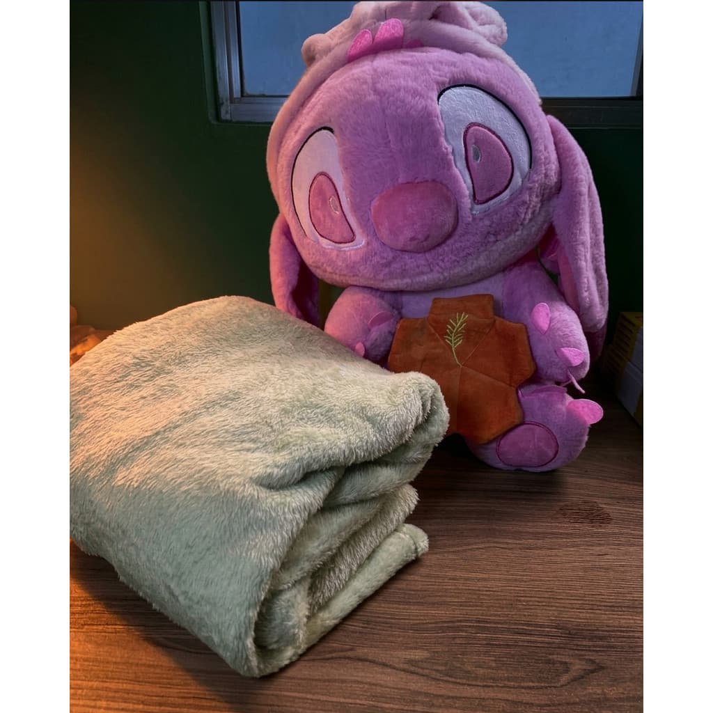 Pelúcia Angel (Stitch) com Manta de Fleece - pelúcia fofinha com cobertorzinho