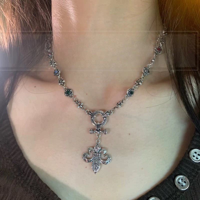 Colar feminino estilo punk com âncora para outono e inverno, corrente longa para suéter, acessório luxuoso para clavícul