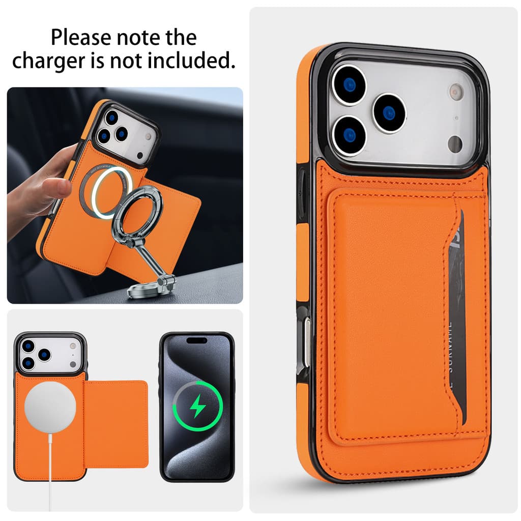 Adequado para iPhone17ProMax/16/15/14/13/12, capa de telefone com suporte para cartão, capa de couro magnética para carr
