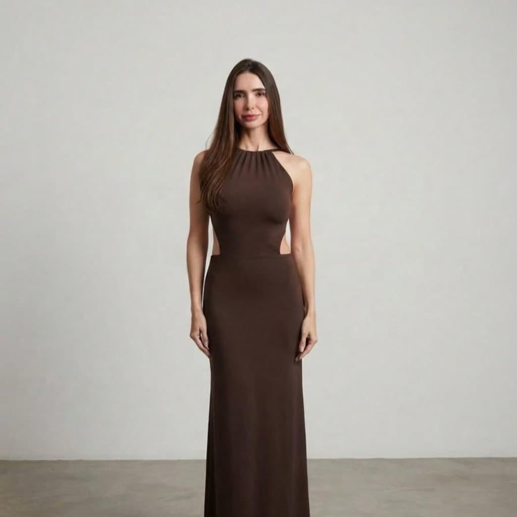 Vestido Longo Frente  Unica Com Forro Na Parte Superior e Inferior  Com Amarracao Nas costas Tecido Suplex  elegante