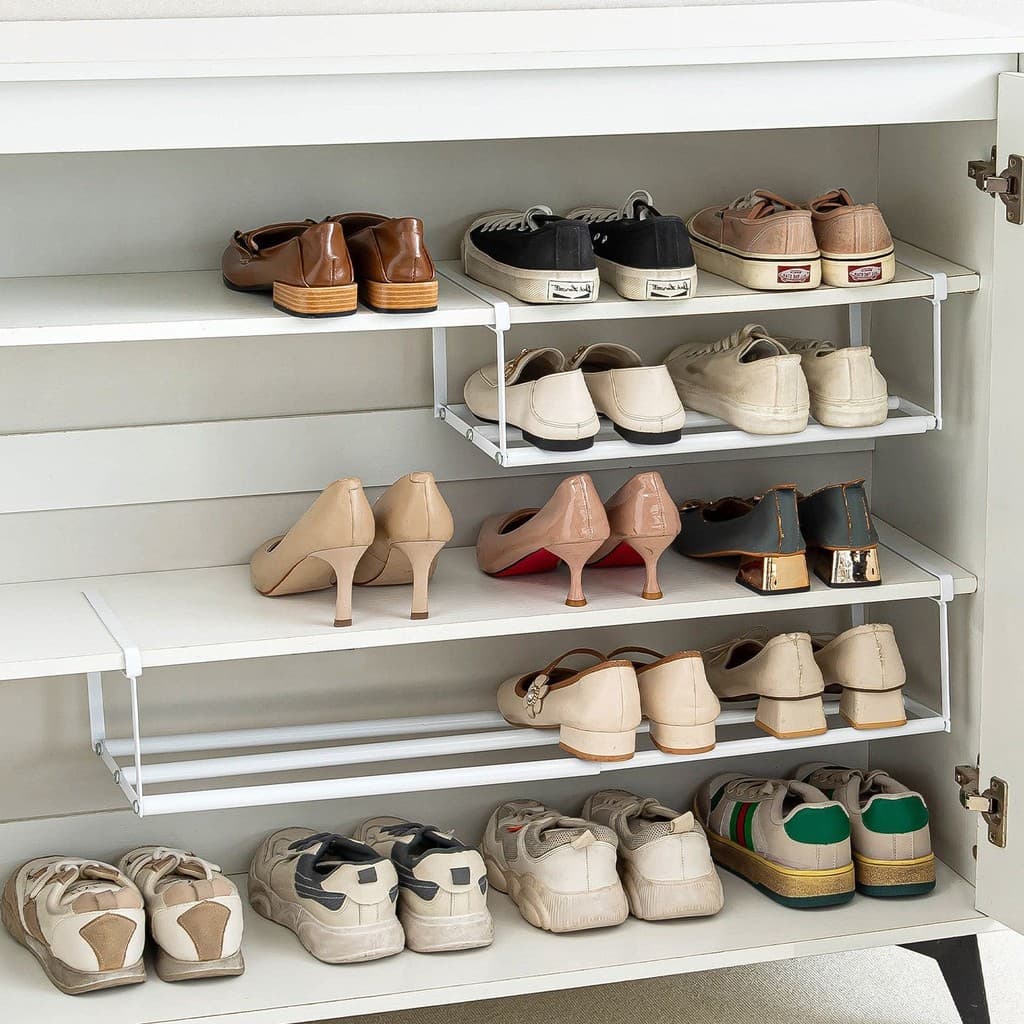 Sapateira dobrável para sapatos Cesto para sapatos prateleira retrátil para armazenamento doméstico  em cama