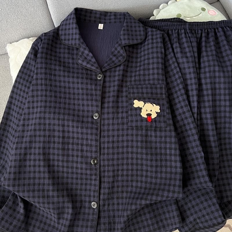 Língua filhote de cachorro nuvem pijamas de algodão outono inverno casais venda quente 2026 novo estilo Homewear calças