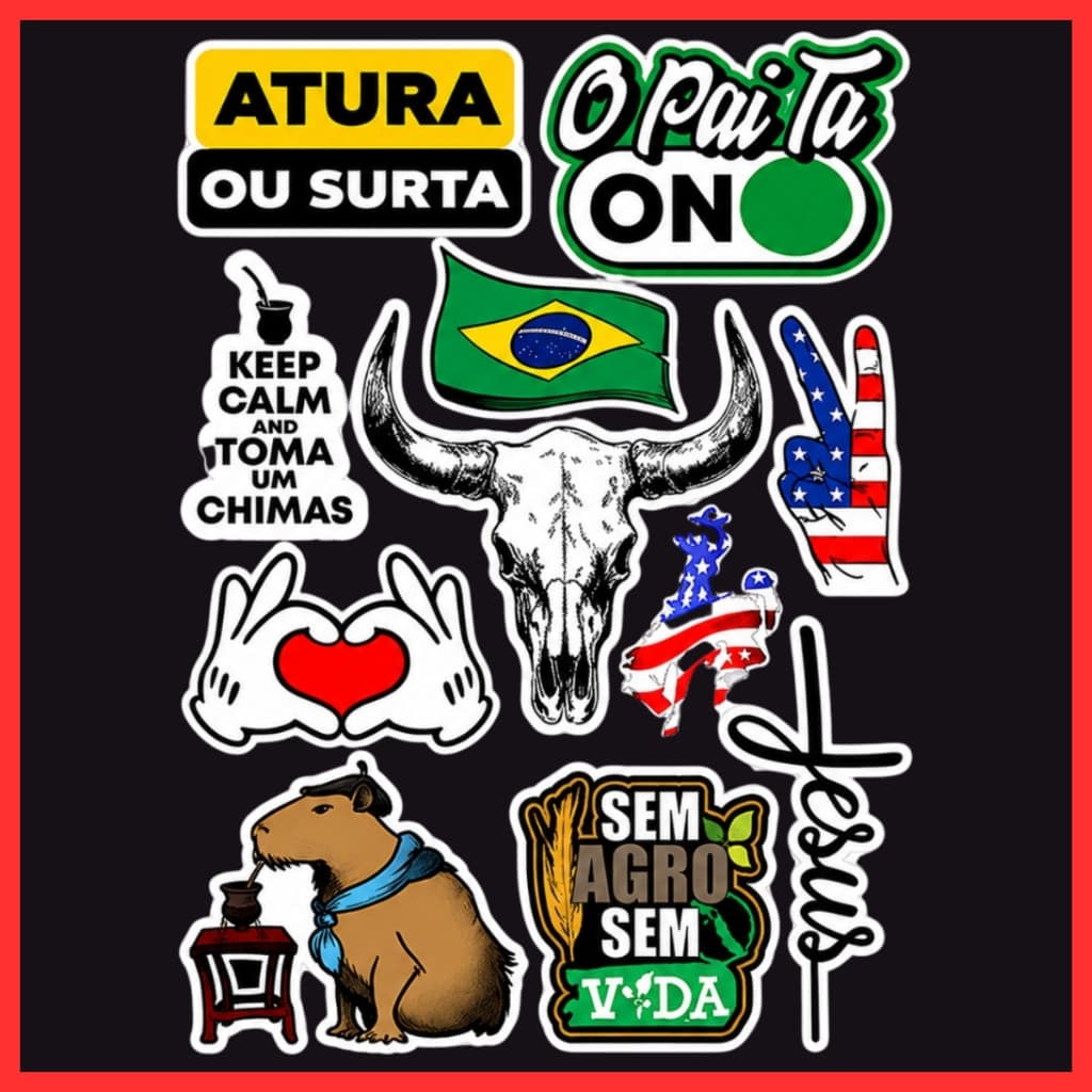 Kit Adesivos o Pai Tá On Agro Country para Garrafa e Tereré com 4 Cartelas em Vinil Resistente Loja1733