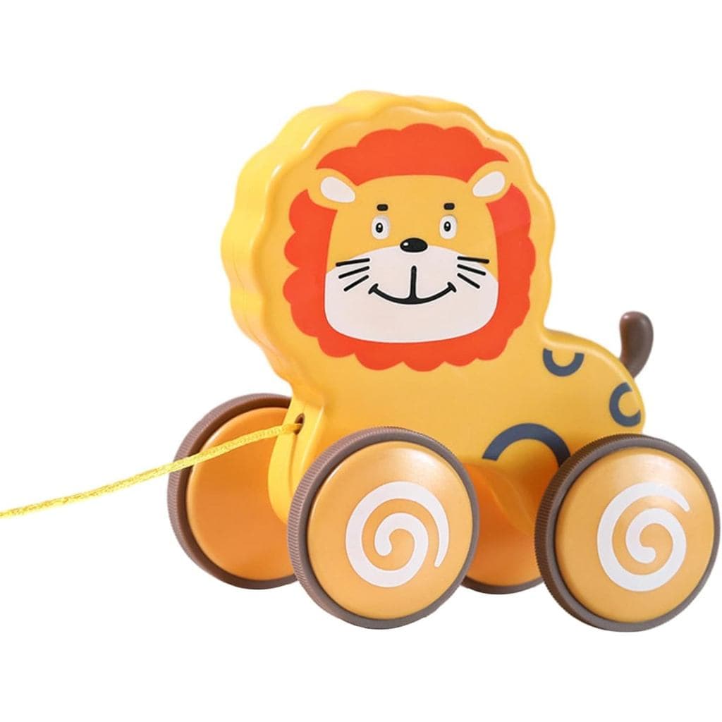 Qianly Pull Along Toy Com Corda Cartoon Animal Push Andando Rodas Silenciosas Antiderrapantes Adequadas Para Aniversário