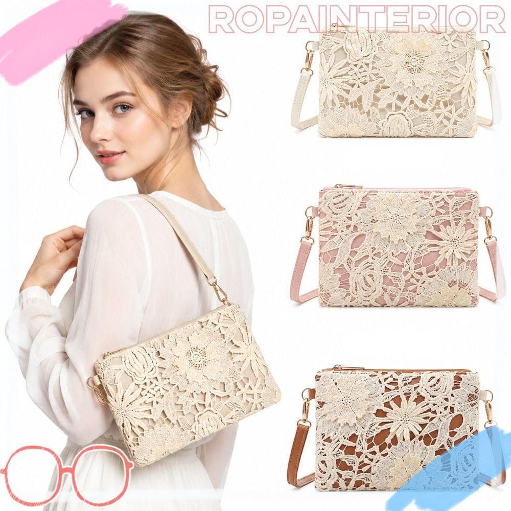 Bolsa De Praia ROPAINTERIOR Boho , Retangular Oca Estilo Boêmio Ombro Com Zíper