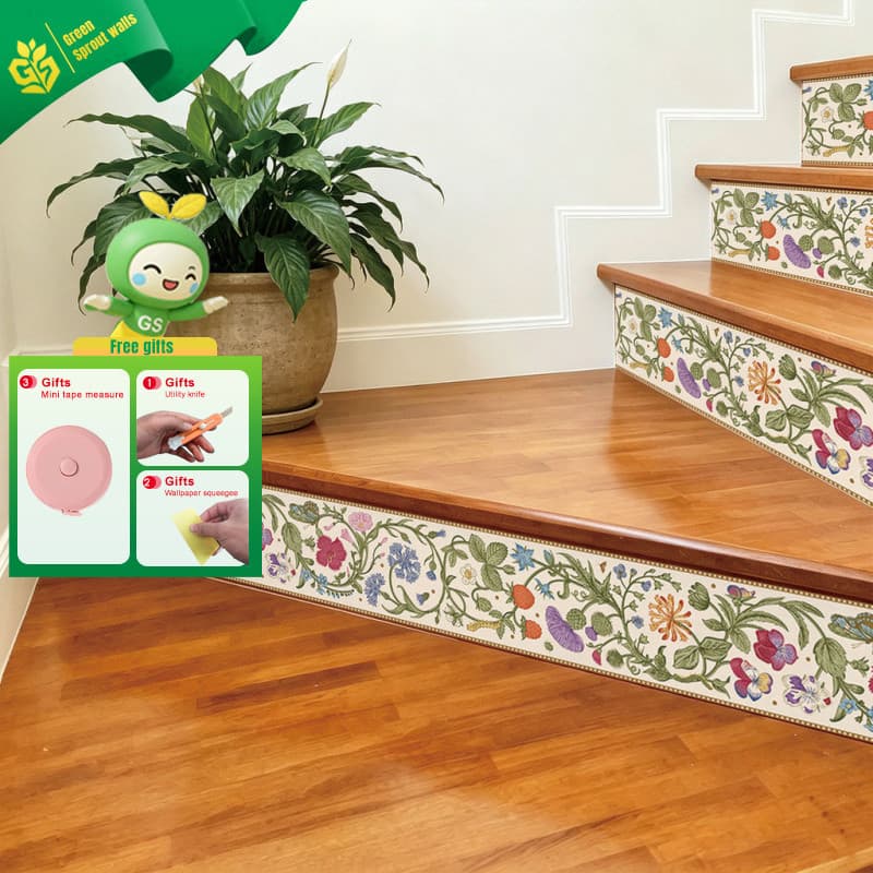 Flor colorida Rattan homem linha de cintura adesivos janela telha parede Universal decoração para casa adesivos de pared
