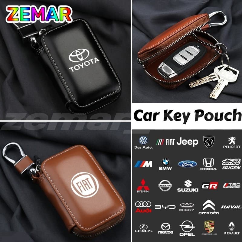 Bolsa De Couro Para Chave De Carro , Armazenamento De Multifuncional Com Zíper