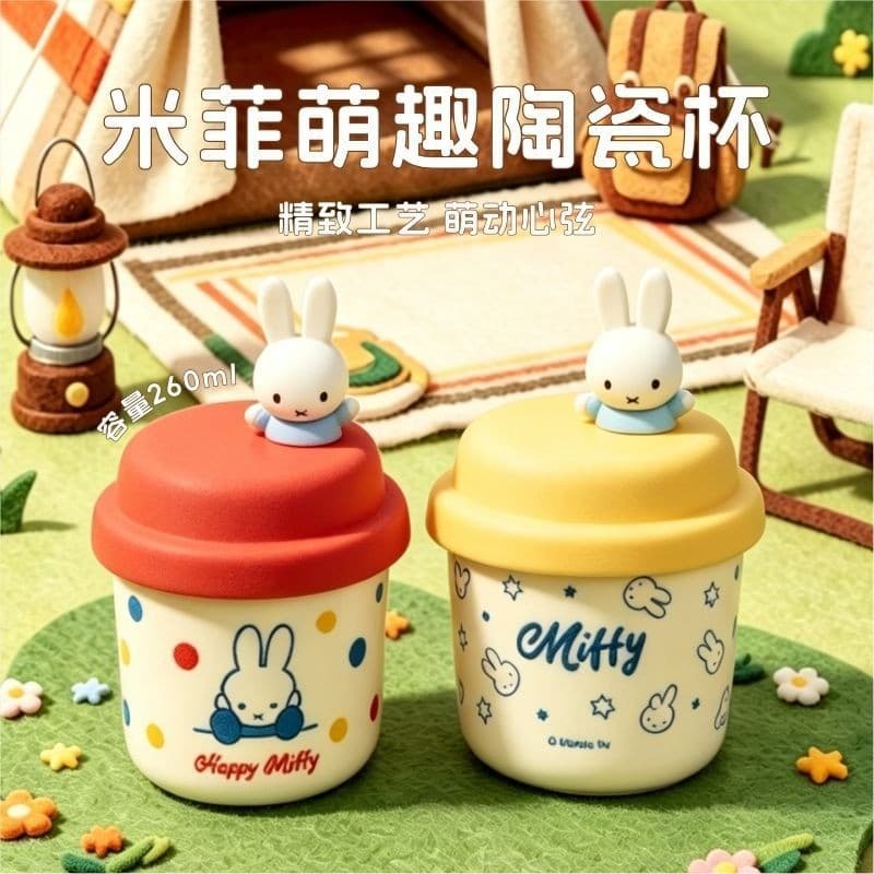 [Autêntico] Caneca de Cerâmica Fofa do Miffy, Criativa e Adorável, Caneca de Coelho Miffy em Estilo Cartoon, Presente Mo