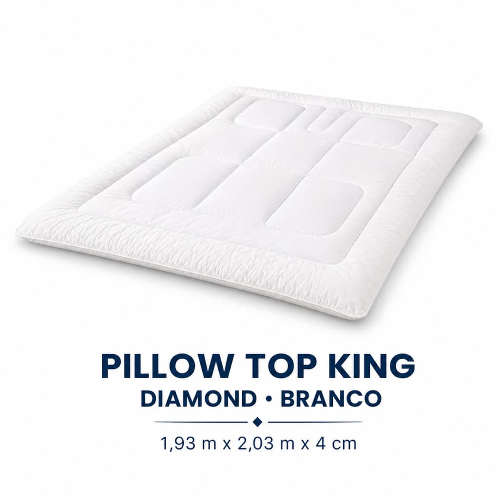 Pillow Top King 193x203cm Diamond 4cm Branco Extra Macio e Confortável